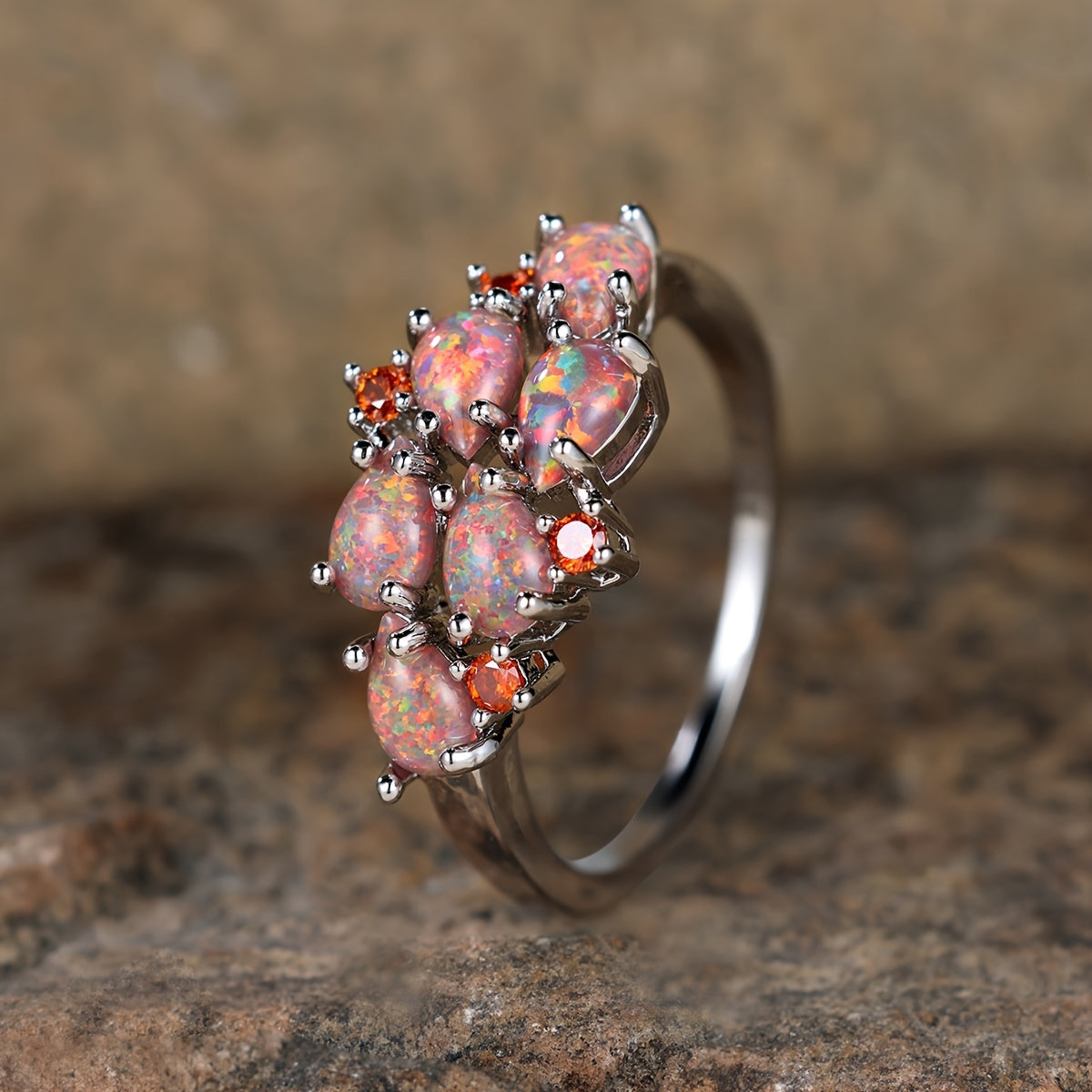 Opal Statement Cluster Ring