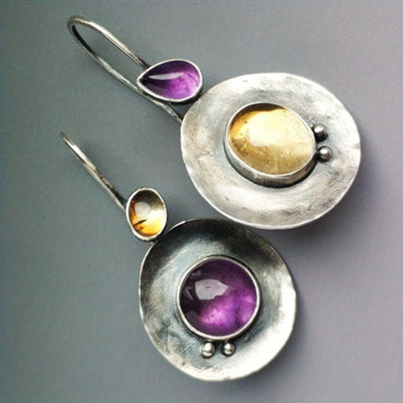 Circular Zirconia Pendant Earrings