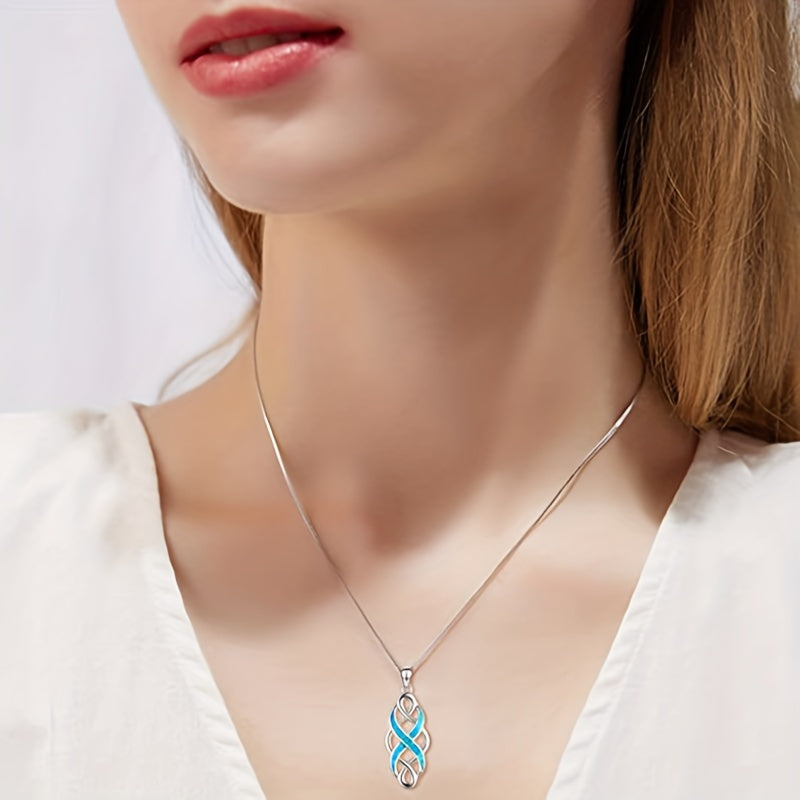 Blue Opal Infinity Pendant Necklace