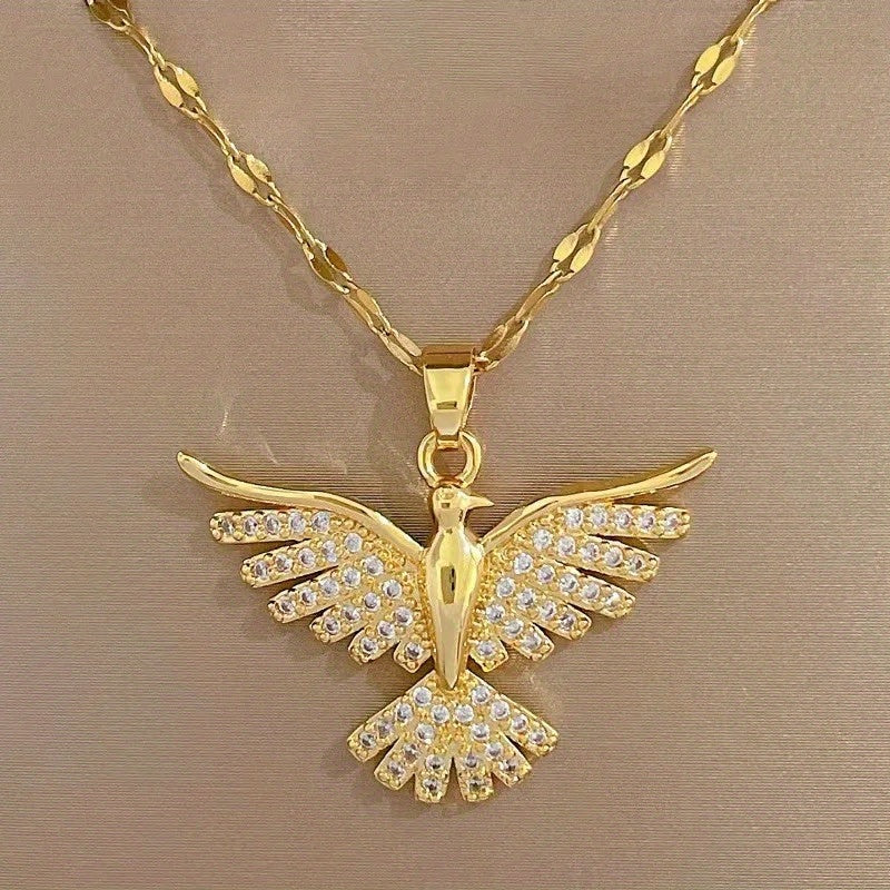 White Gold Phoenix Zirconia Necklace