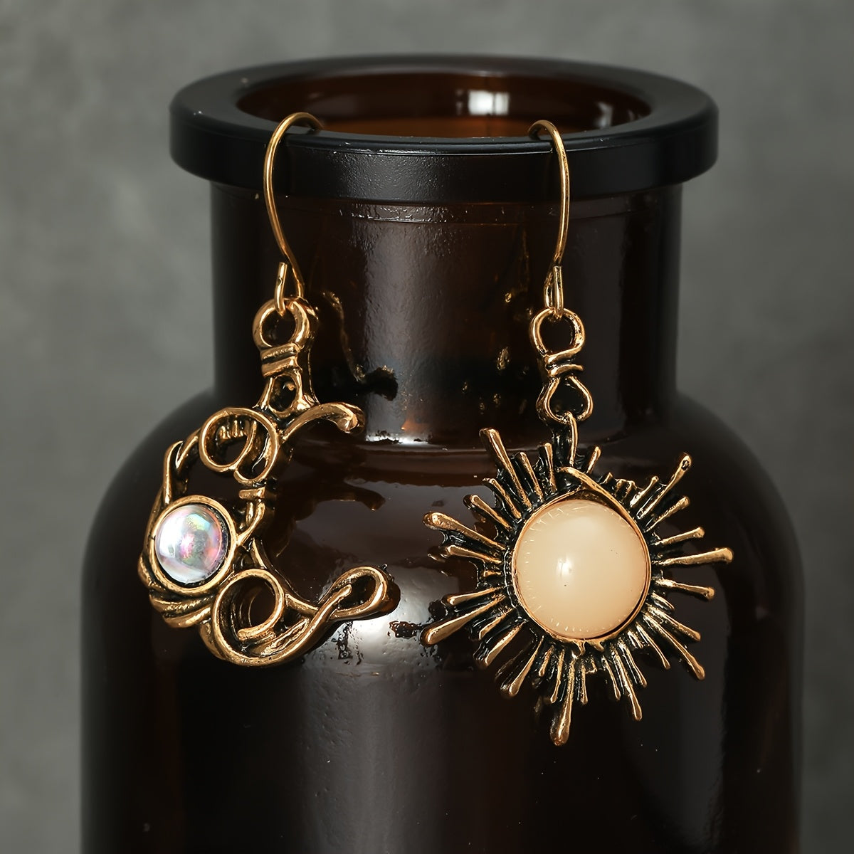 Sun and Moon Opal Earrings