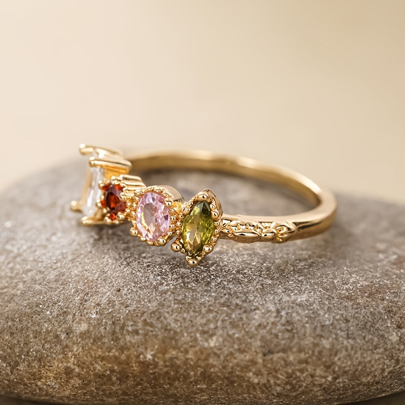 Retro Multicolor Gemstone Ring