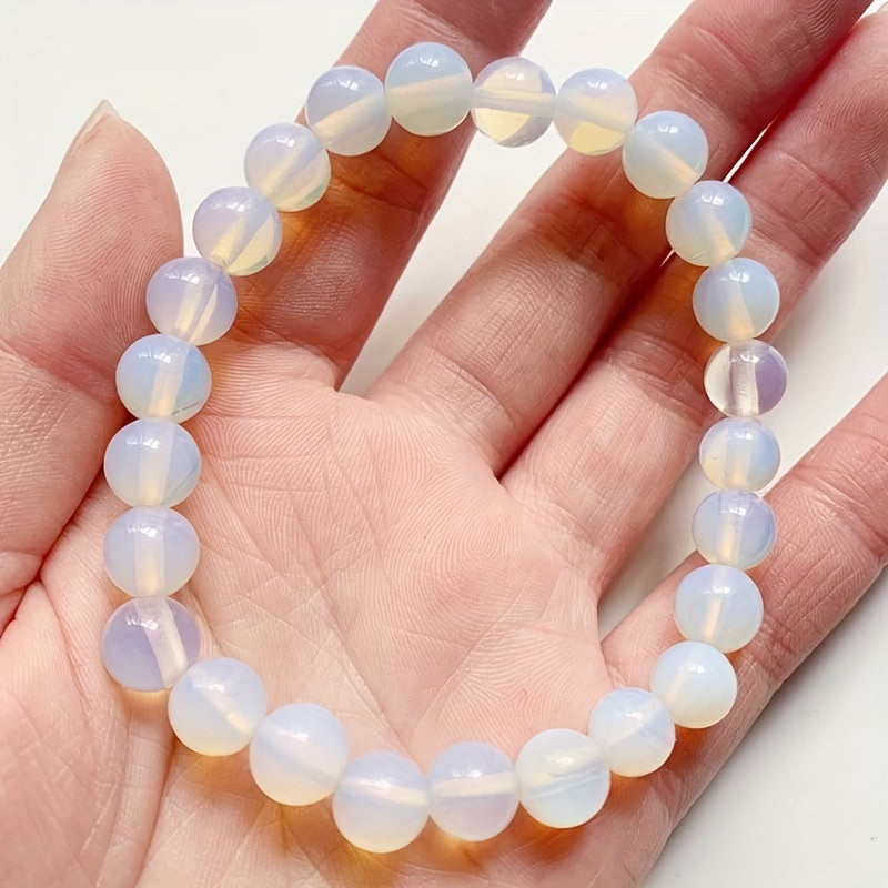 Minimalist Glowing Moonstone Bead Bracelet