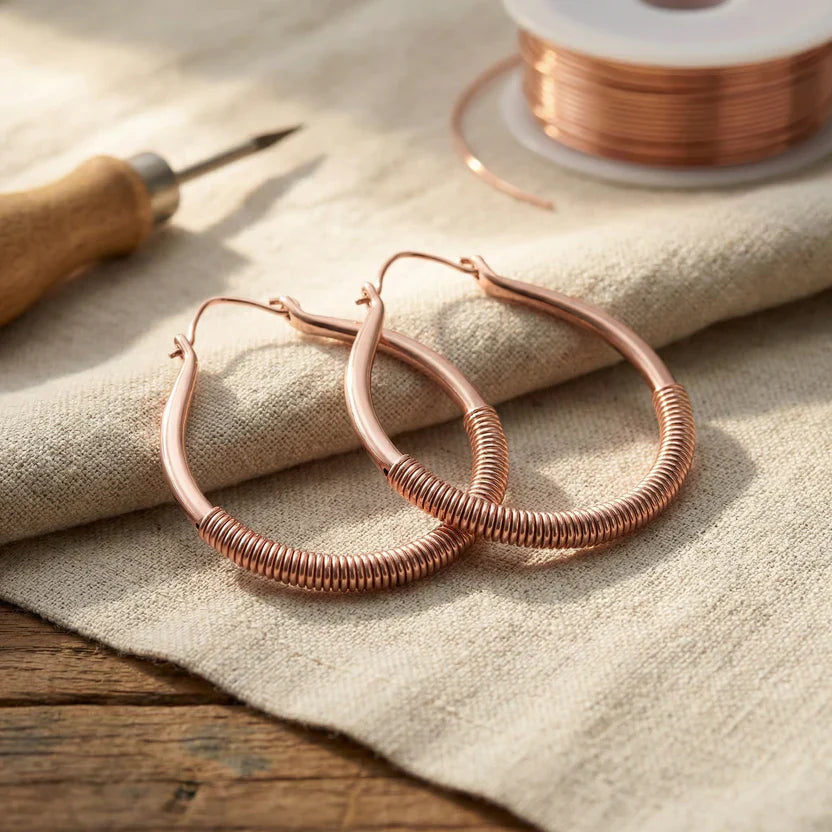Sculpted Copper Cascade Earrings