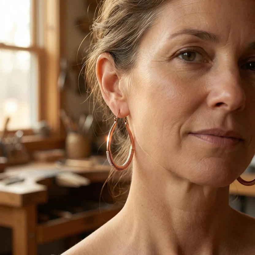 Sculpted Copper Cascade Earrings