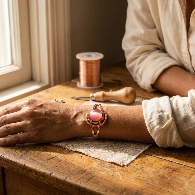 Eternal Pink Sphere Copper Bracelet