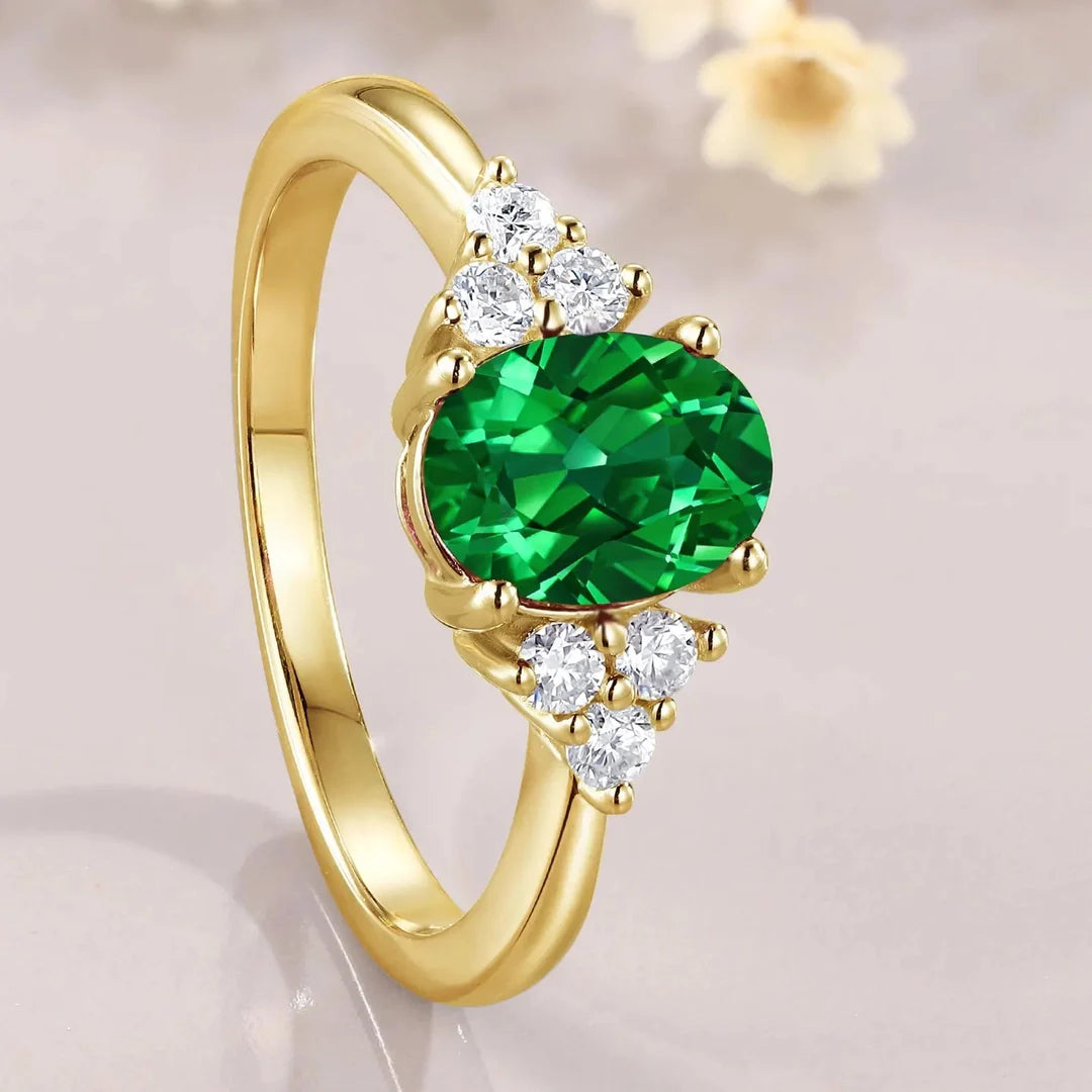 Vintage Emerald Oval Statement Ring