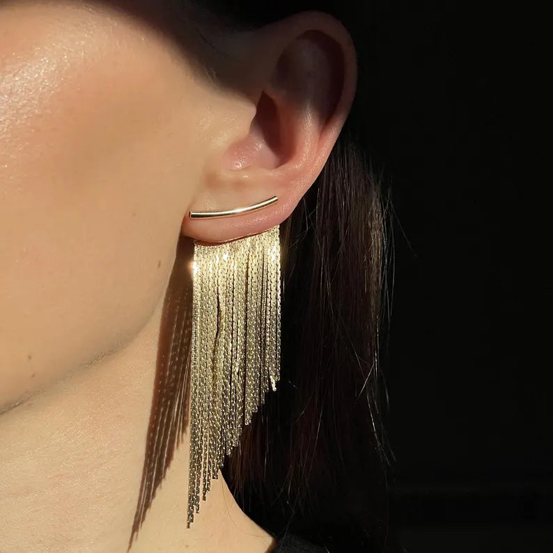Vintage Golden Curtain Earrings