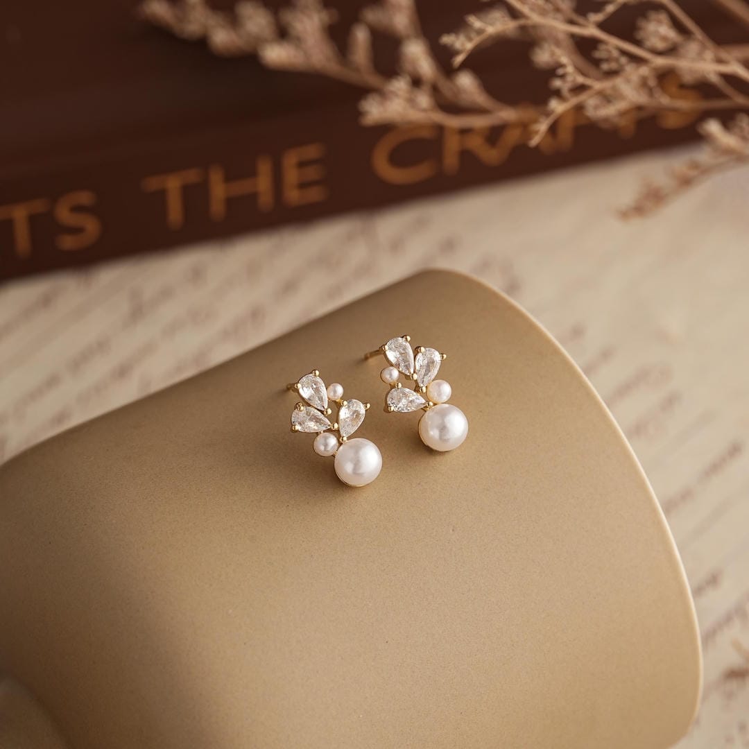 Fresh Water Pearl Blossom Cluster Drop Studs