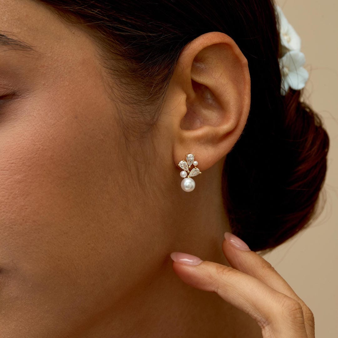 Fresh Water Pearl Blossom Cluster Drop Studs