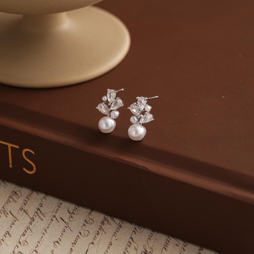 Fresh Water Pearl Blossom Cluster Drop Studs