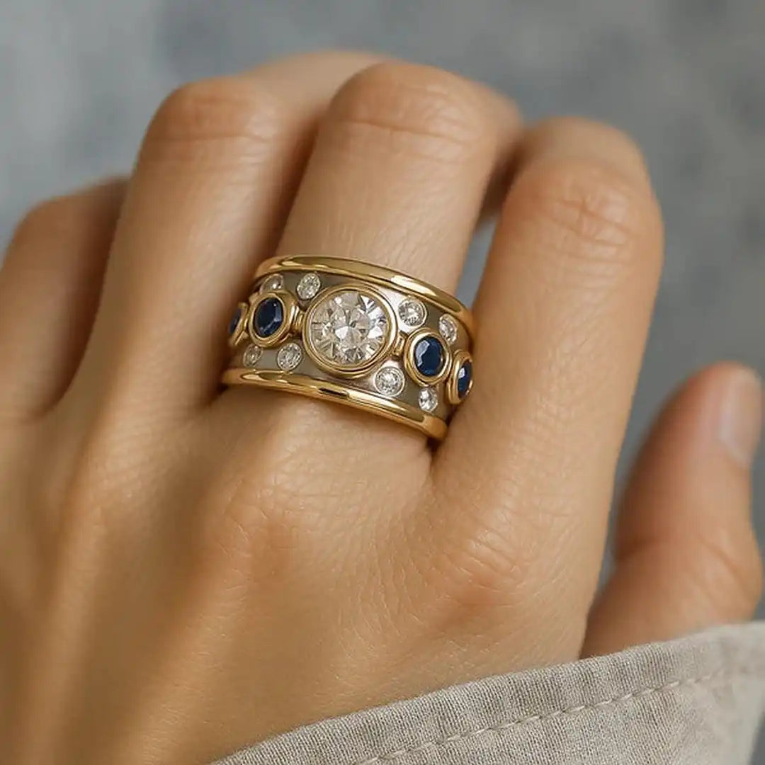 Vintage Cubic Zirconia Inlaid Ring