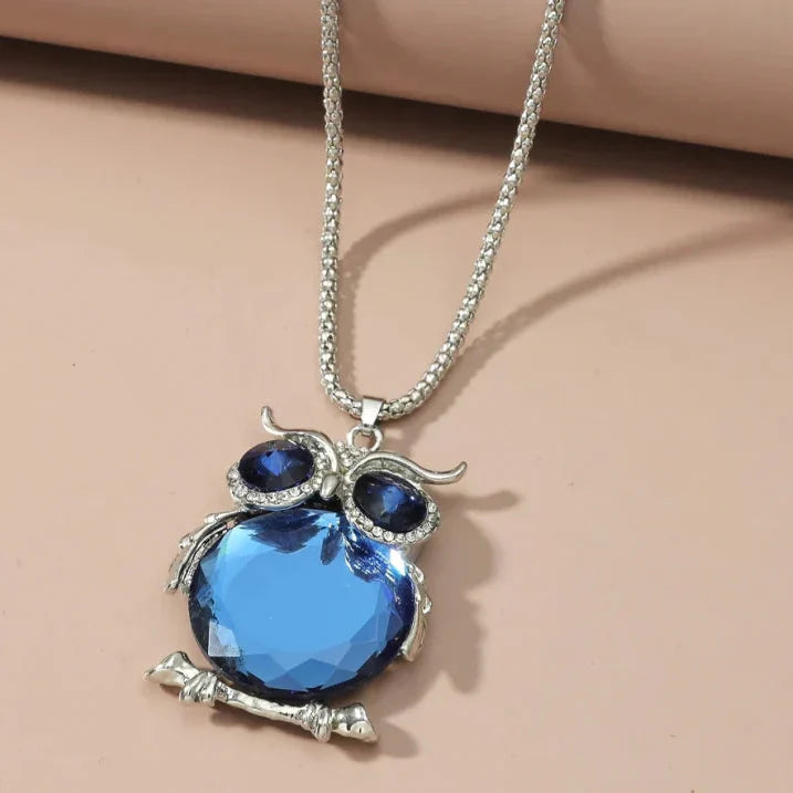 Sparkling Silver Nocturnal Owl Necklace