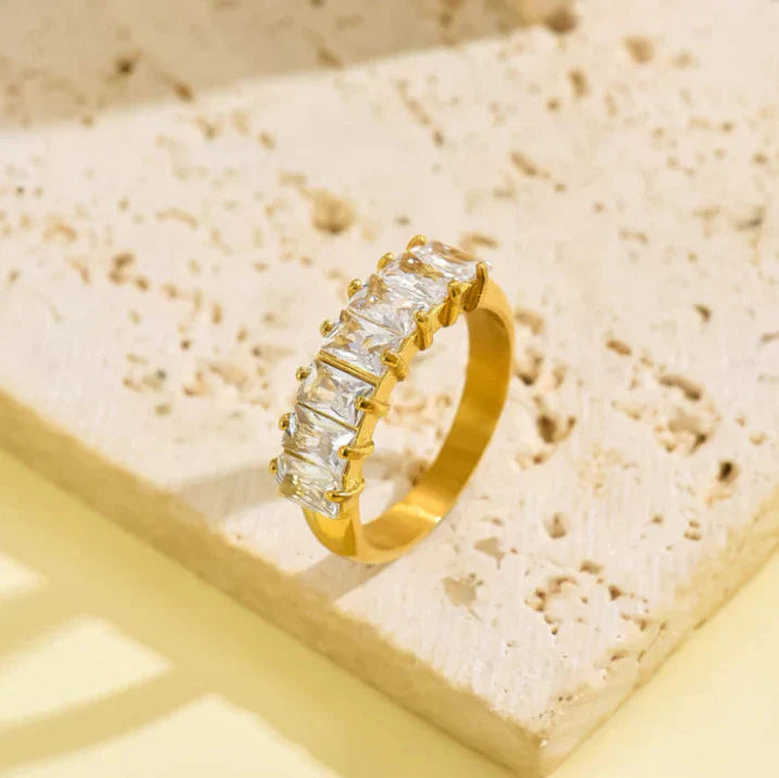 Radiant Baguette Channel Crystal Ring