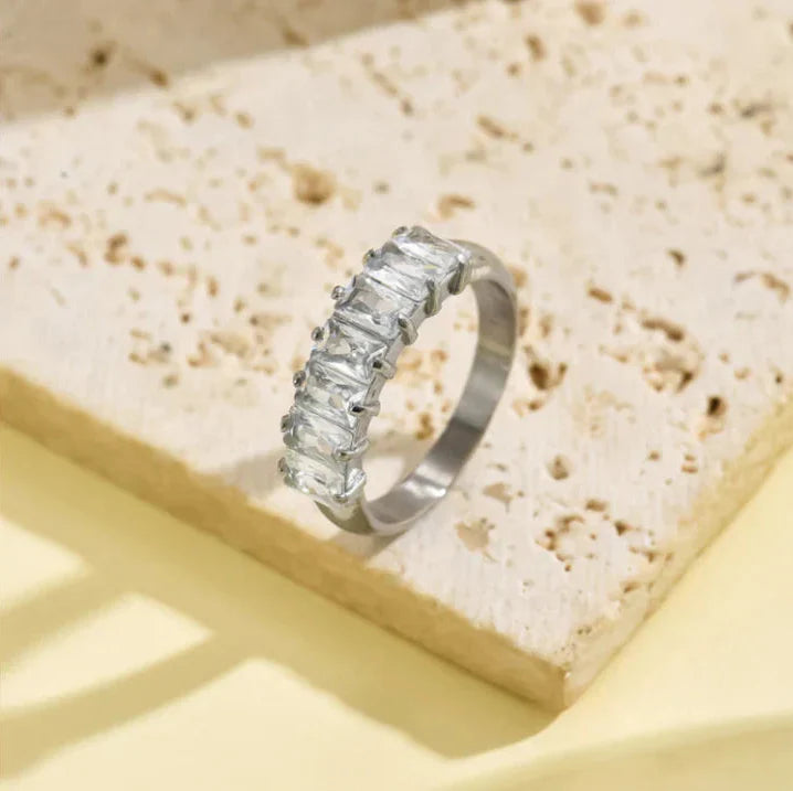 Radiant Baguette Channel Crystal Ring