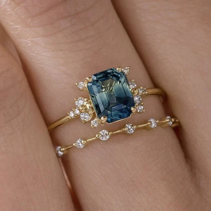 Sapphire Crystal Ring Set