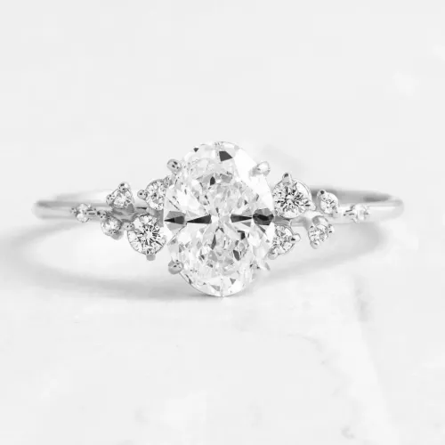 Oval Solitaire Crystal Accent Ring