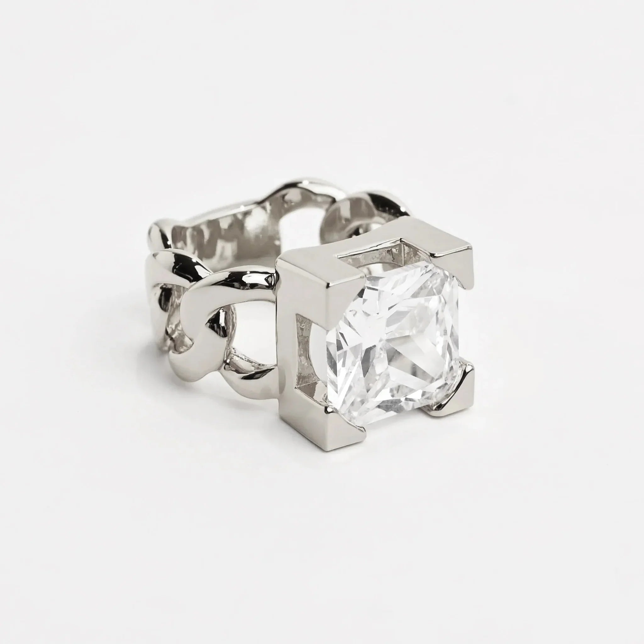 LuxeLink Glass Square Ring