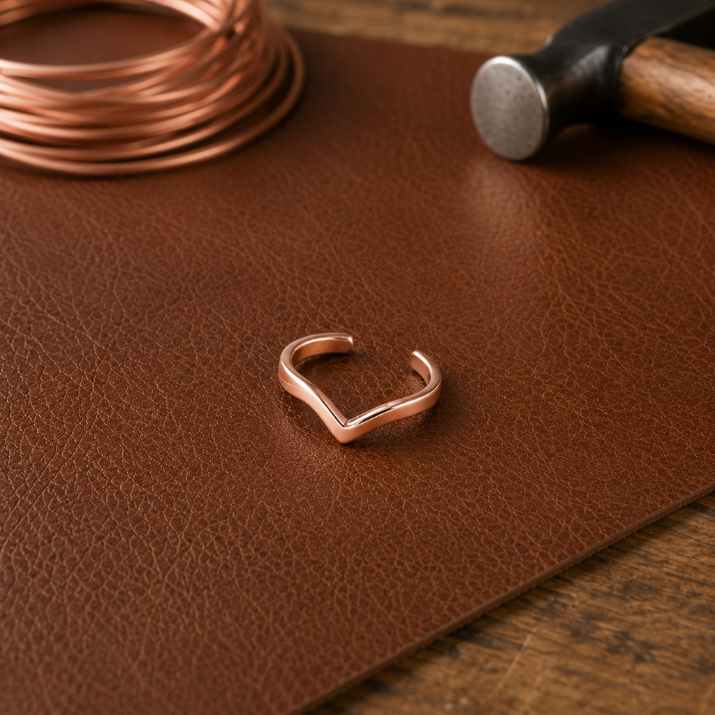 Jade Notch Copper Toe Ring