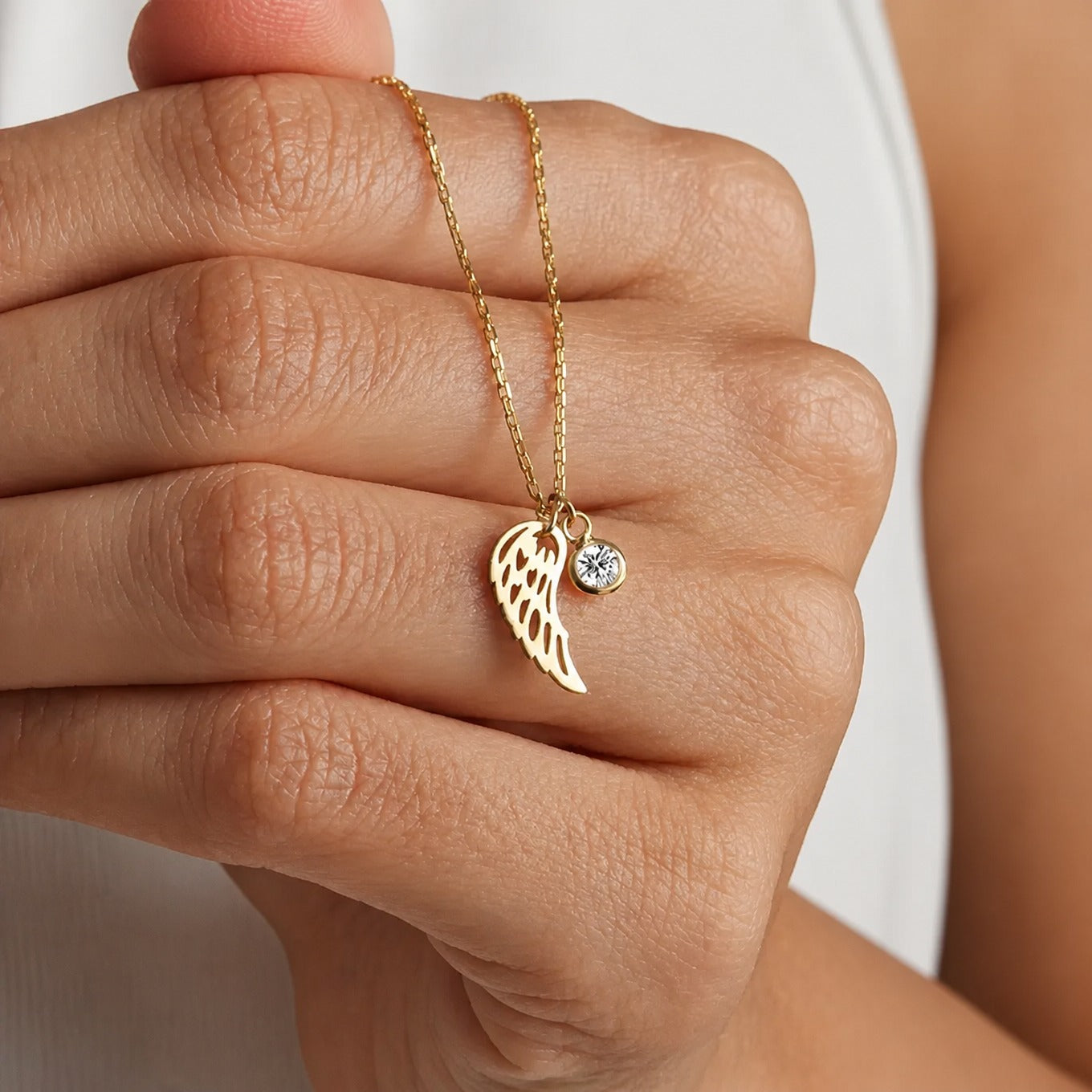 Guardian Angel Birthstone Necklace