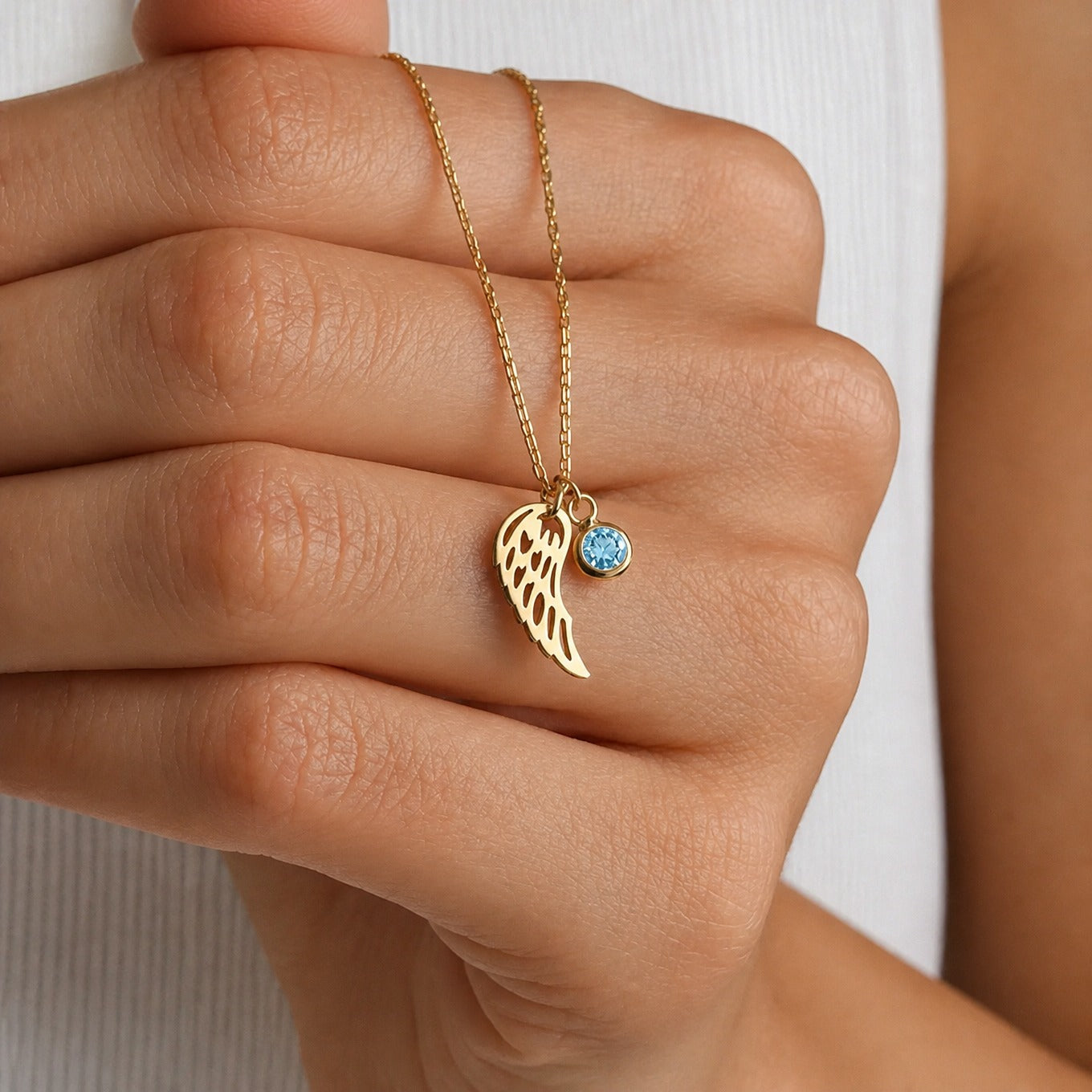 Guardian Angel Birthstone Necklace