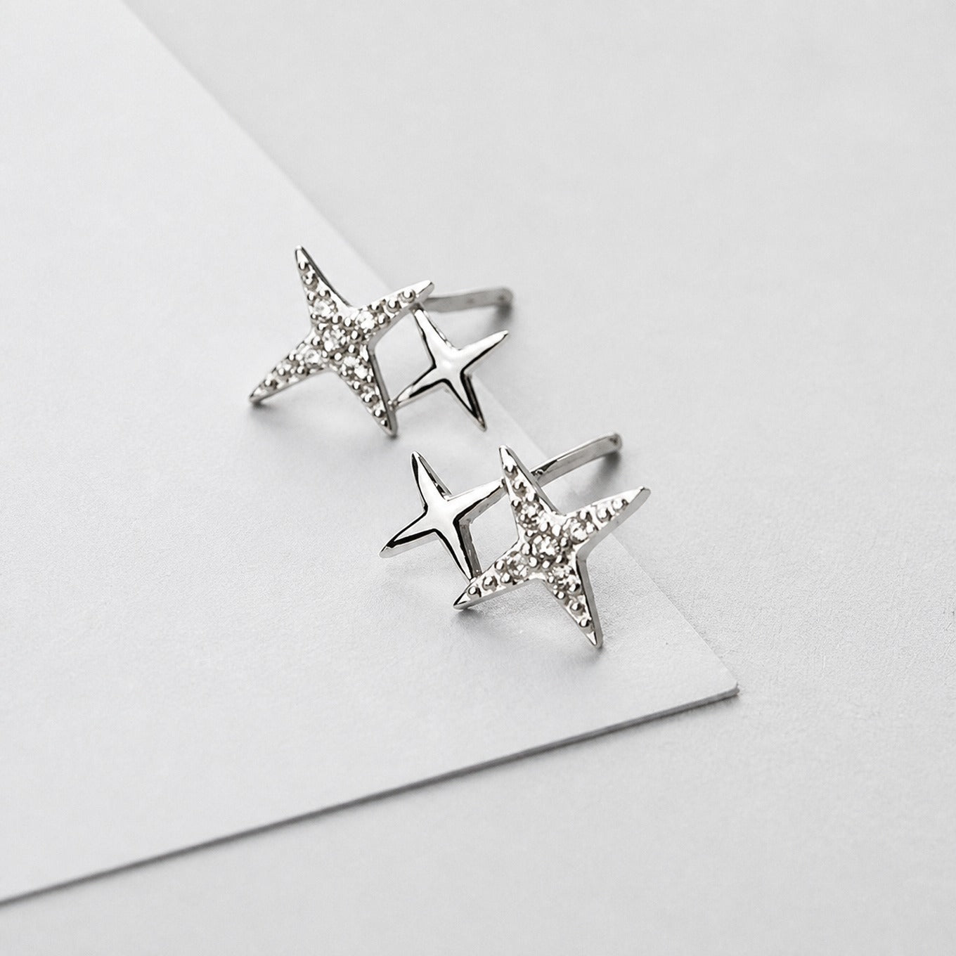 Gold Zirconia Star Earrings