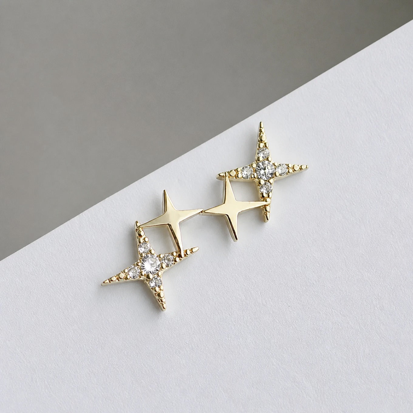 Gold Zirconia Star Earrings