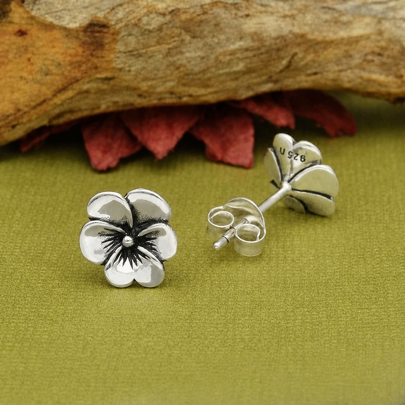 Artisan Floral Silver Studs