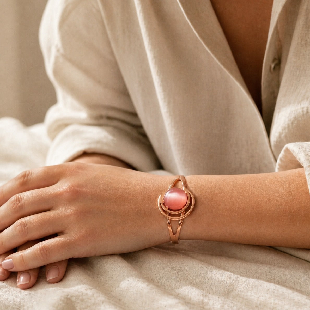Eternal Pink Sphere Copper Bracelet