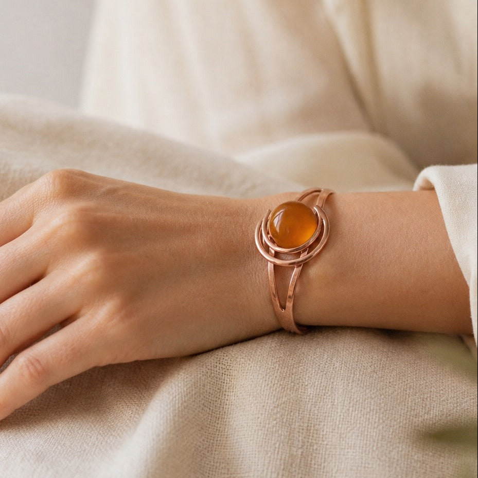 Citrine Sphere Copper Bracelet
