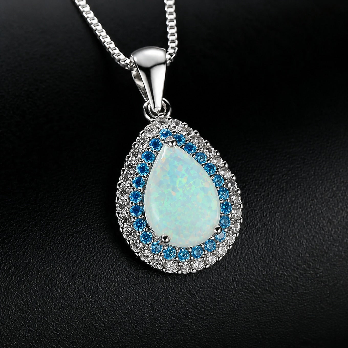 Crystal Blue Opal Necklace