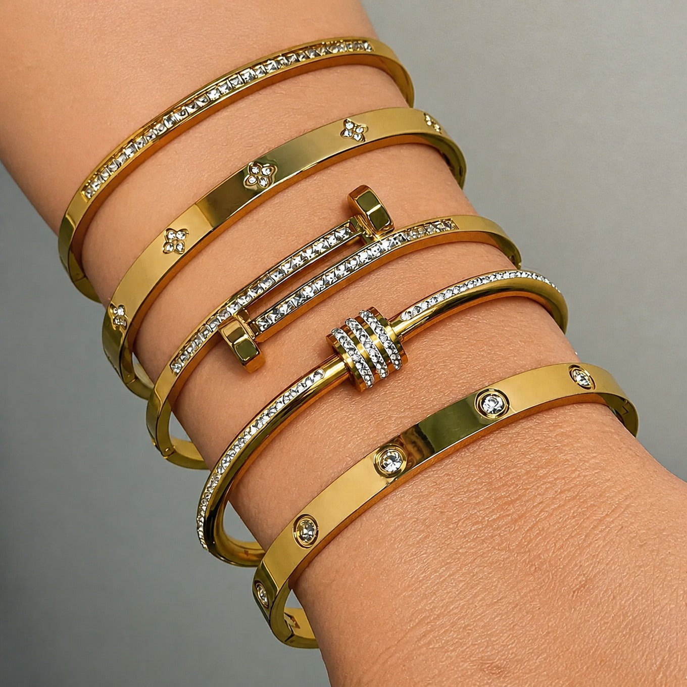 Gold Crystal Statement Bracelets