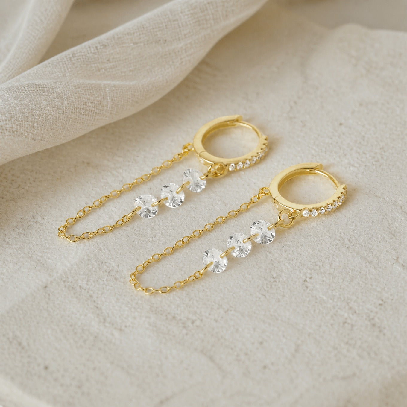 Crystal Chain Hoop Earrings