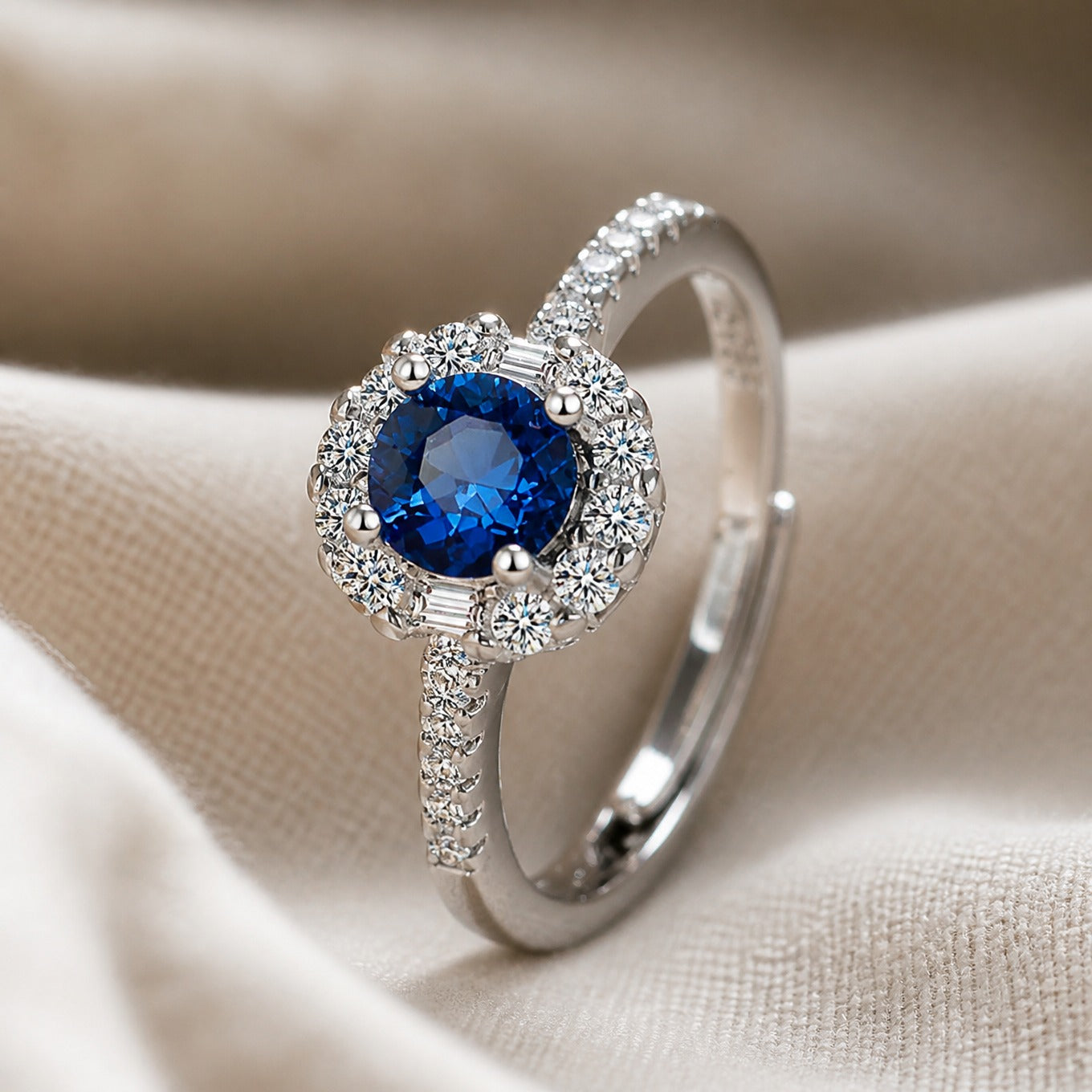 Sterling Sapphire Adjustable Ring