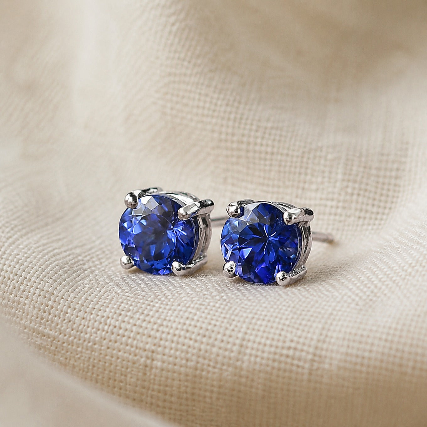 Luminous Sapphire Silver Earrings