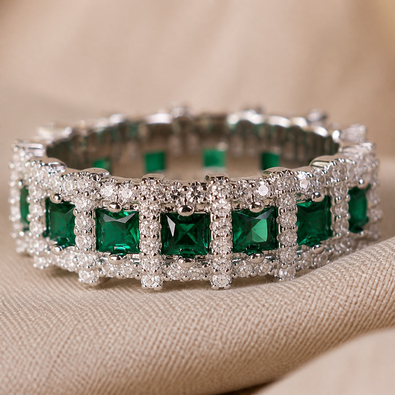 Emerald Gilded Eternity Ring