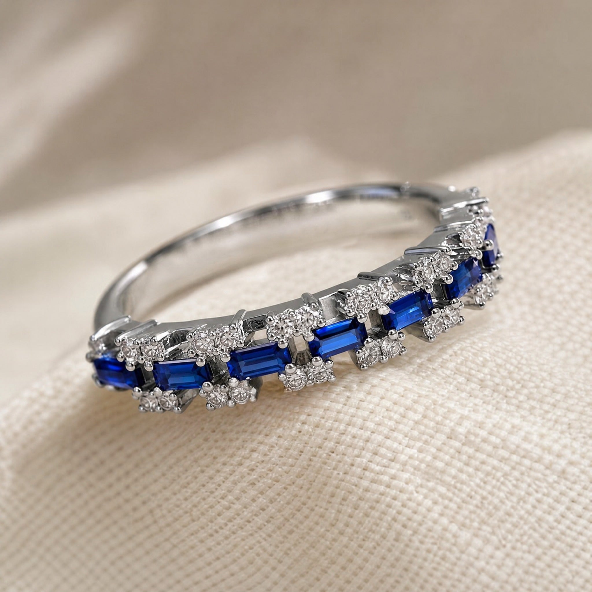 Exquisite Sapphire White Gold Ring
