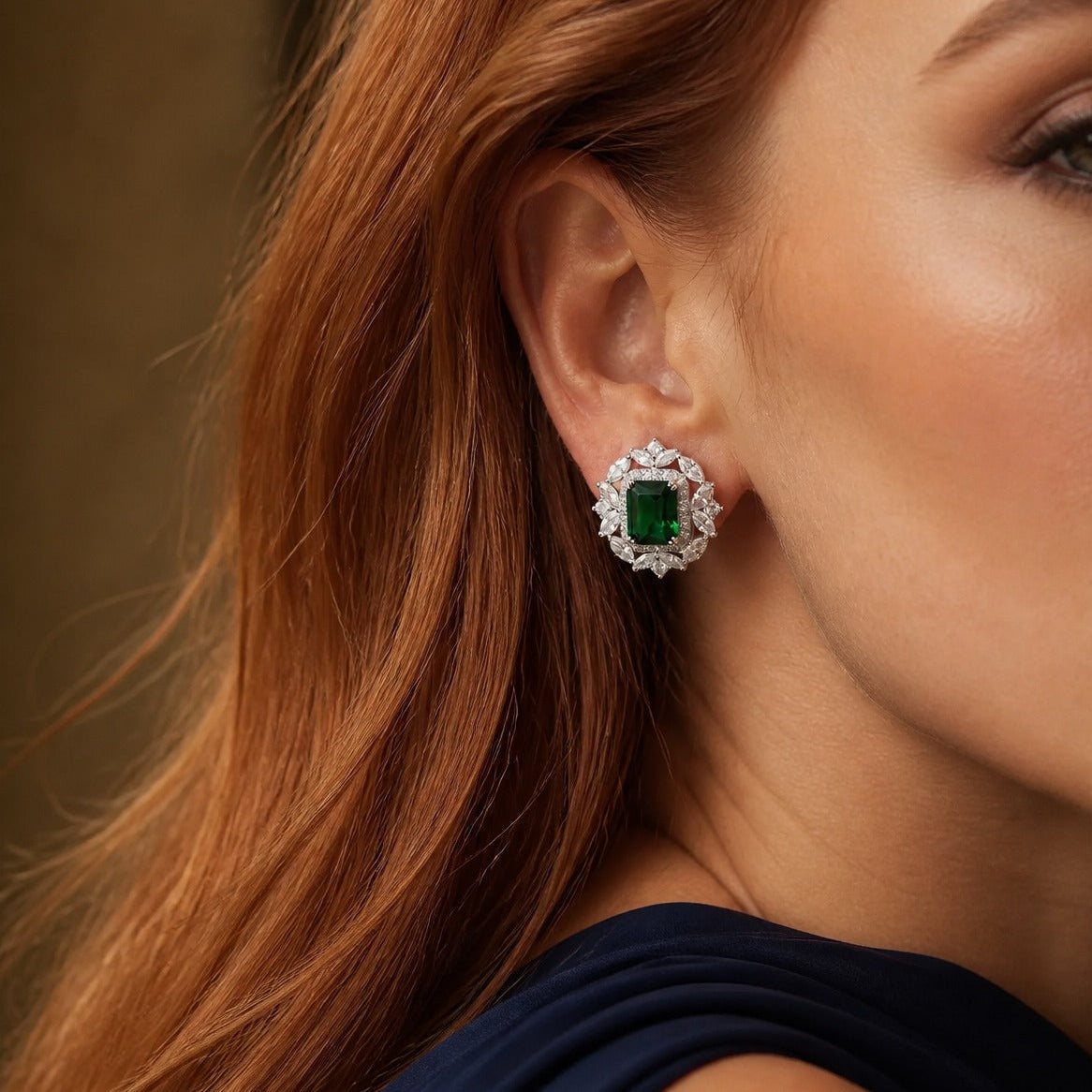 Emerald Noble Stud Earrings