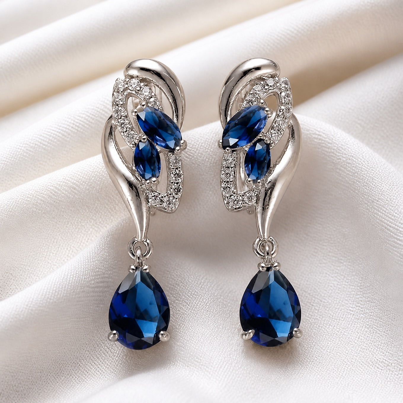 Timeless Crystal Sapphire Earrings
