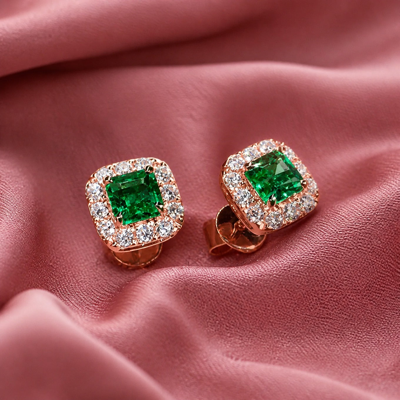 Emerald Monolith Stud Earrings