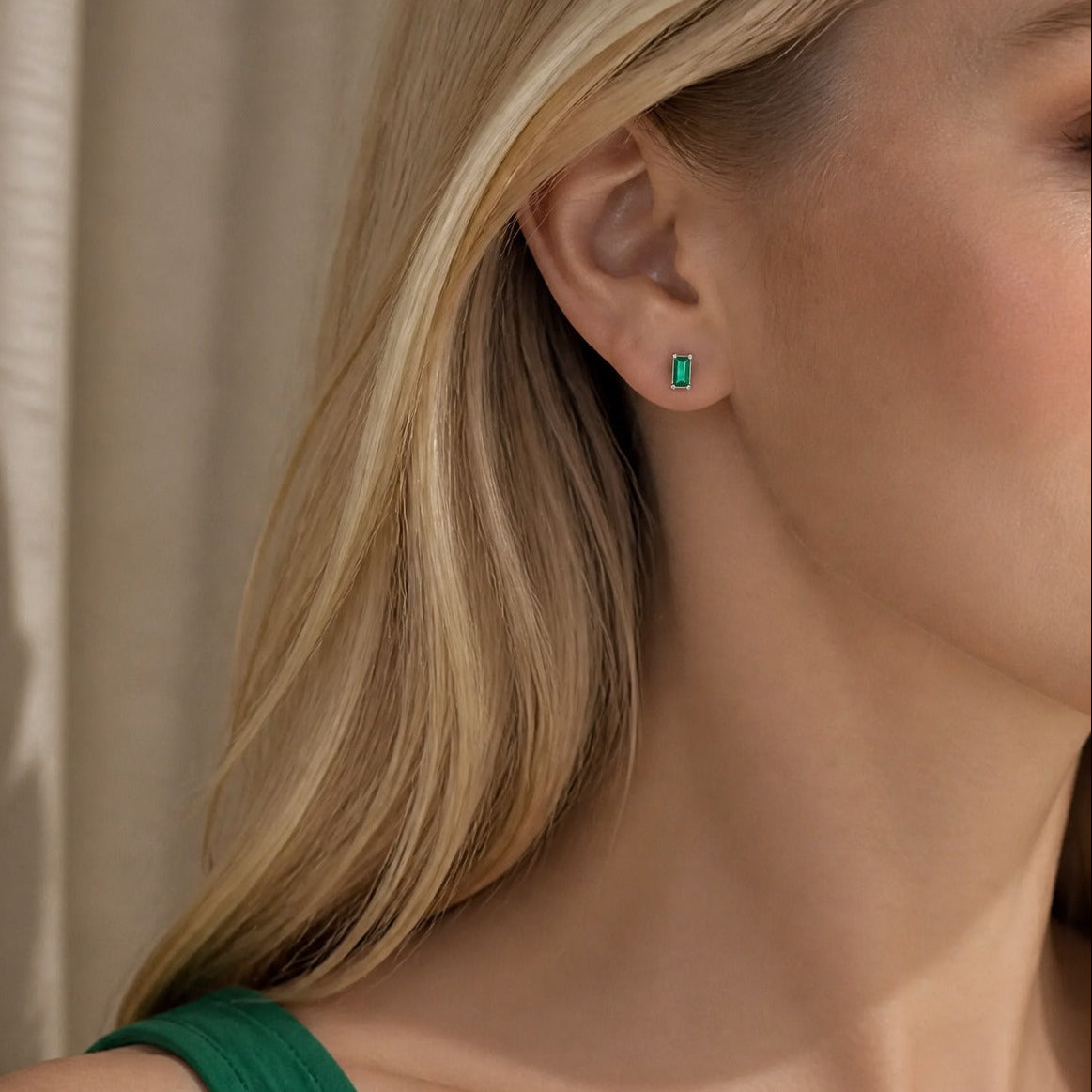 Emerald Prism Stud Earrings
