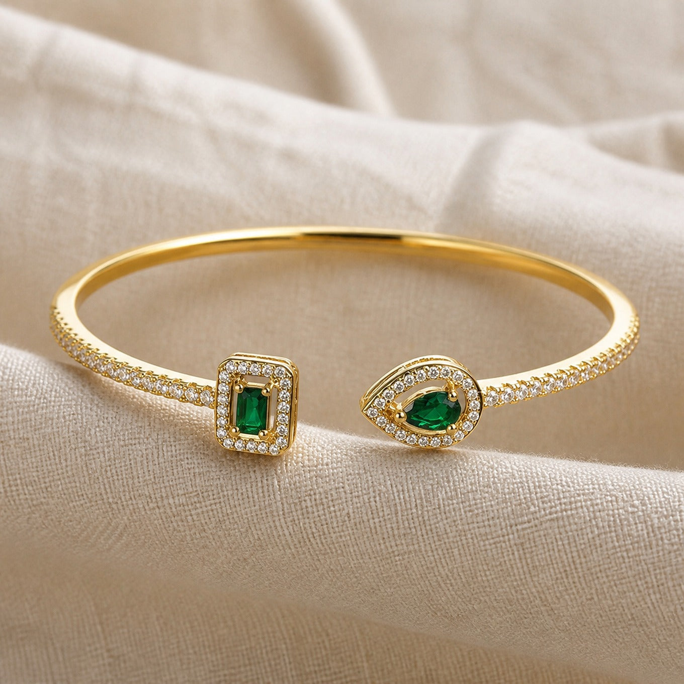 Emerald Polygon Bangle Bracelet