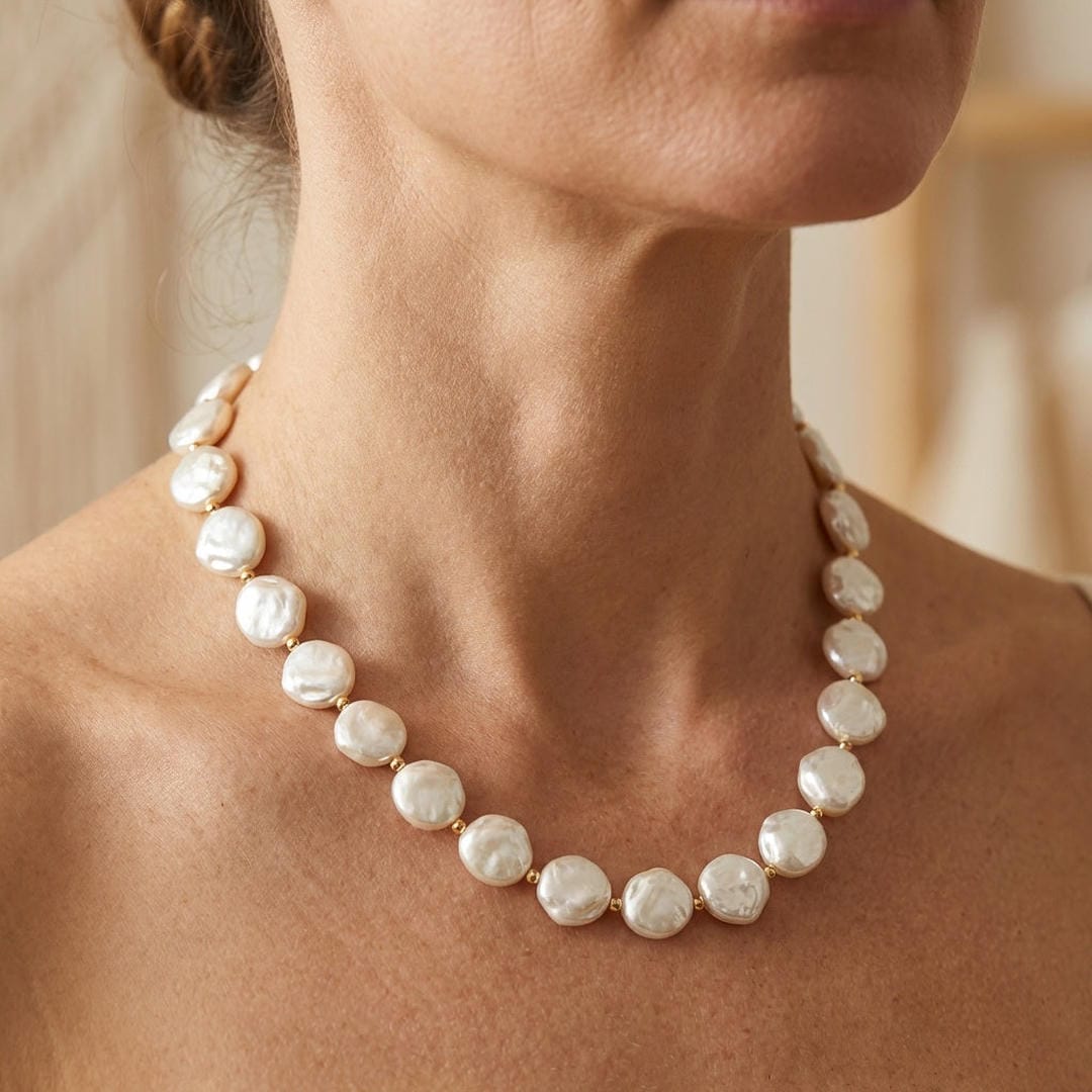 Baroque Coin Pearl Strand Necklace