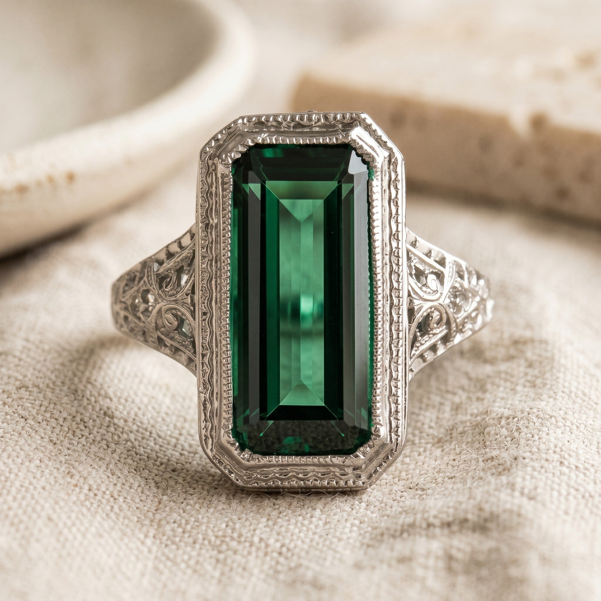Regal Emerald Silver Ring