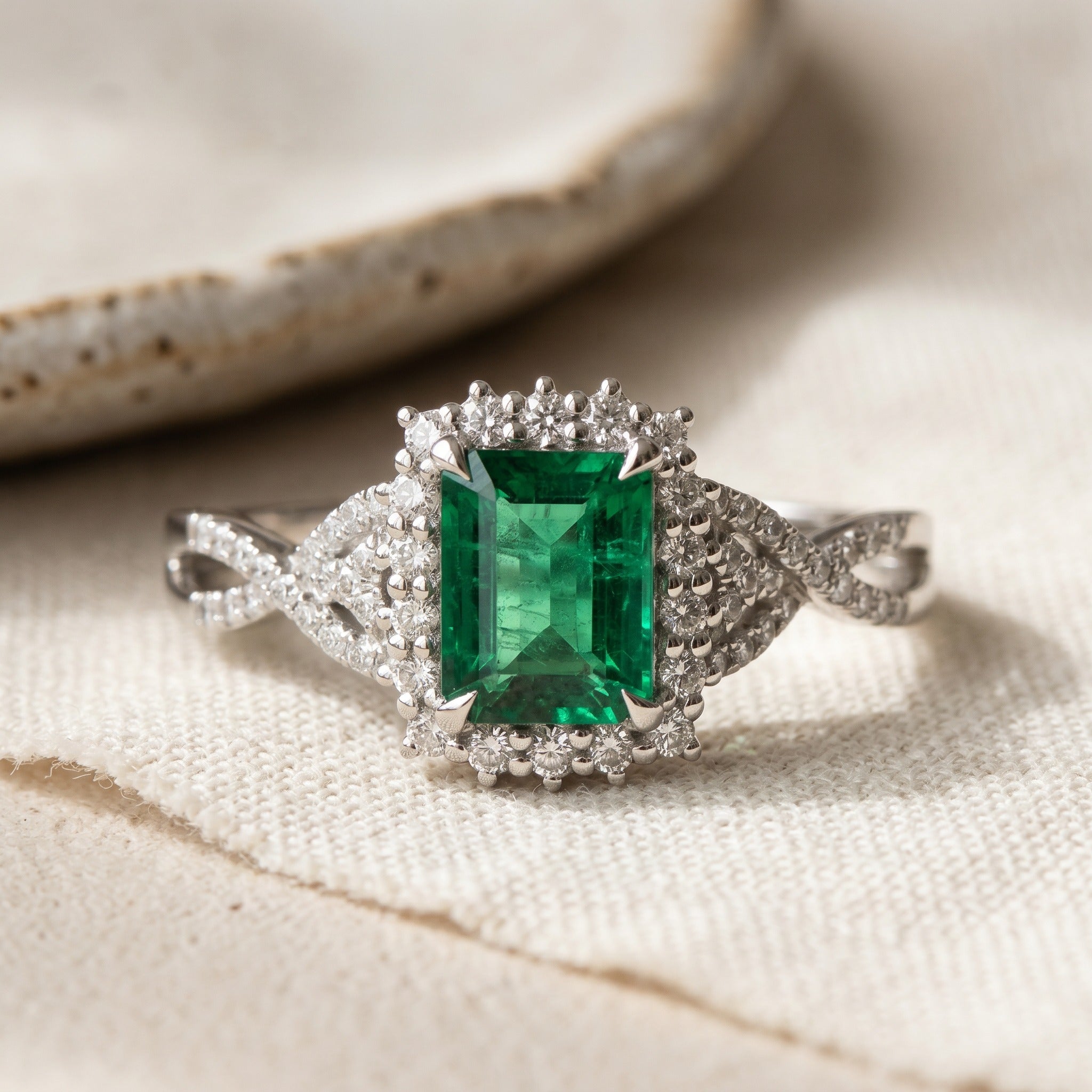 Emerald Majesty Moissanite Ring