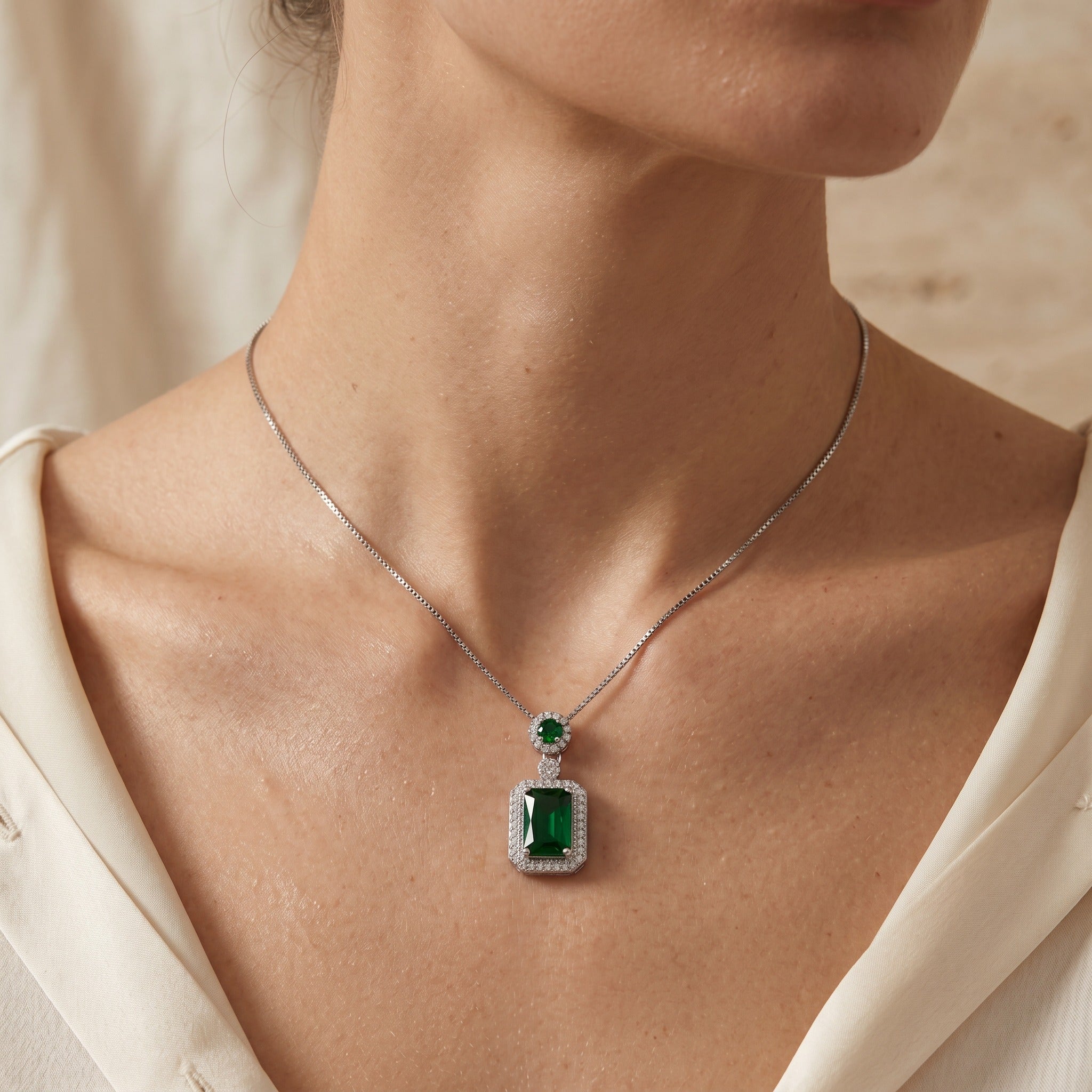 Emerald Mosaic Charm Necklace