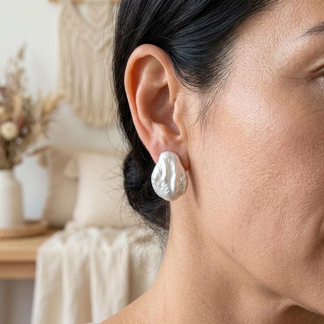 Organic Pebble Silver Stud Earrings
