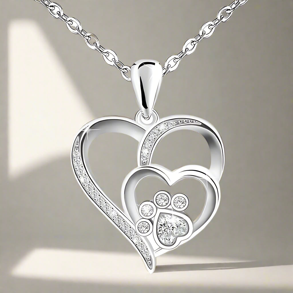 Delicate Heart Paw Necklace
