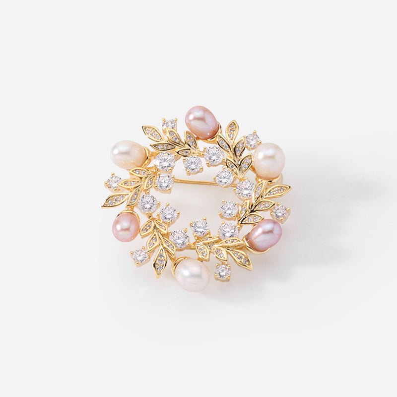 Pearl Laurel Brooch