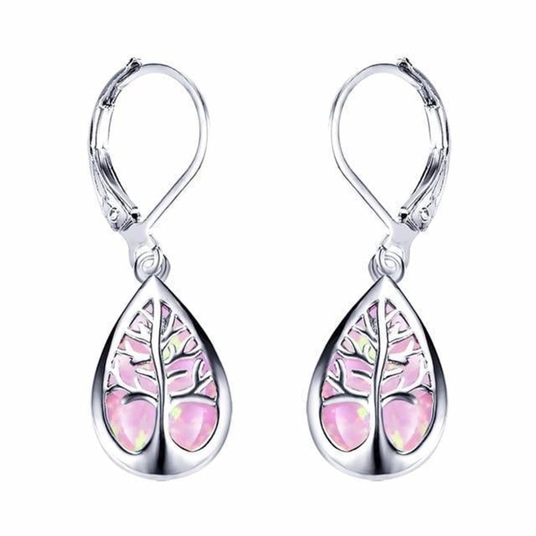 Silver Opal Tree Branch Earrings